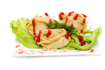 meat dumplings on a white background