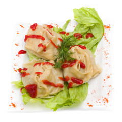 meat dumplings on a white background