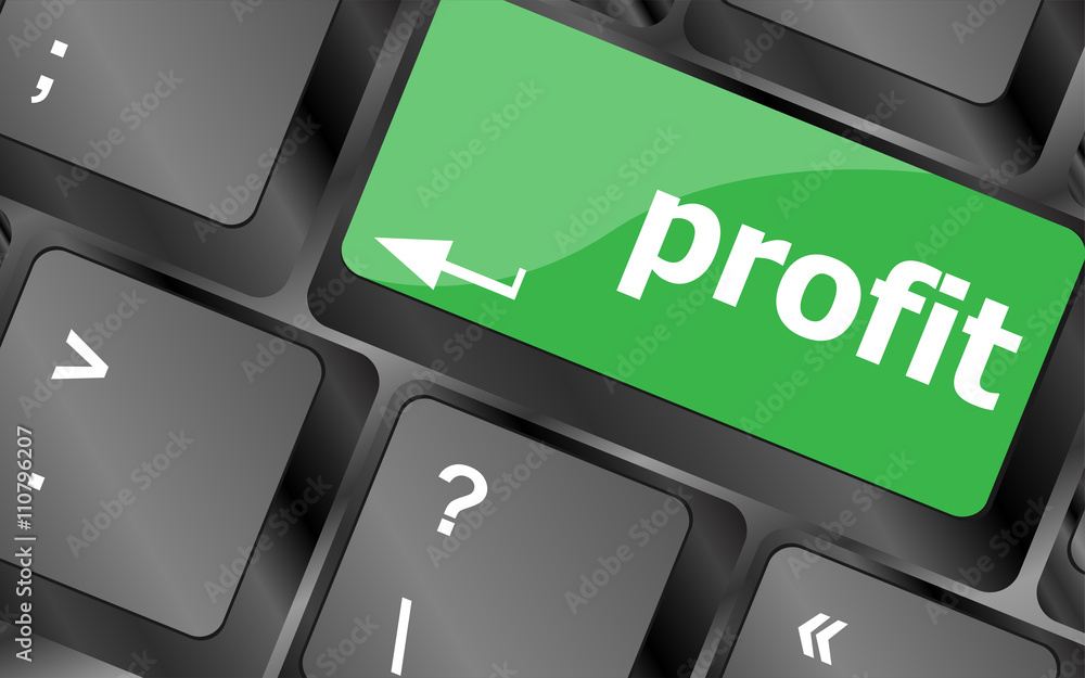 Poster profit button on keyboard keys - business concept. keyboard keys icon button vector