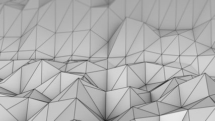 Polygonal grey relief abstract 3D render