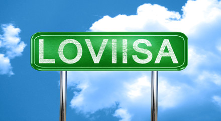 Loviisa vintage green road sign with highlights