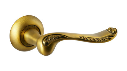Door handle of bronze on a white background side view