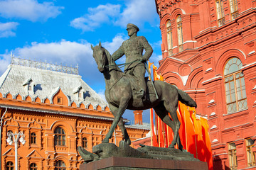 Fototapeta na wymiar Marshal Zhukov monument near Red Square in Moscow, Russia