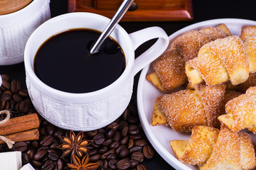 black coffee on a black background