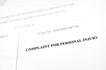 Legal Papers Complaint for Personal Injury