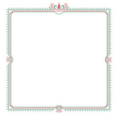 Decorative square vector frame with swirls and leaves. 
