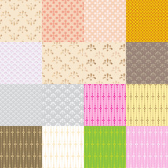 A set of 16 seamless patterns for backgrounds and packing materials. All pattern swatches are included in the file. 