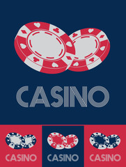Casino chips with text &ldquo;CASINO&rdquo;  in retro style