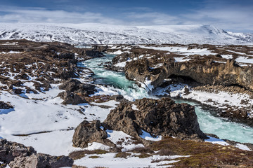 Godafoss Wasserfall Flussabwärts 