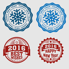 A New Year round stamp, vector illustration.