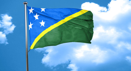 Solomon islands flag waving in the wind