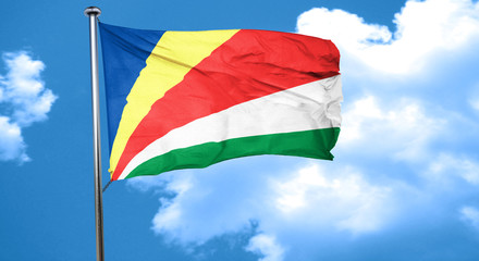 seychelles flag waving in the wind