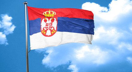 Serbia flag waving in the wind