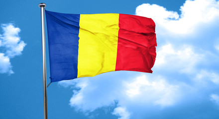 Romania flag waving in the wind