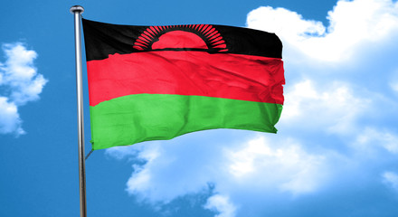 Malawi flag waving in the wind