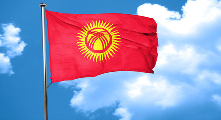Kyrgyzstan flag waving in the wind