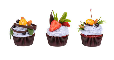 Tasty cake with pieces of fruit