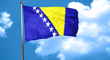 Bosnia and Herzegovina flag waving in the wind