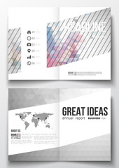 Obraz na płótnie Canvas Set of business templates for brochure, magazine, flyer, booklet or annual report. Abstract colorful polygonal background, modern stylish triangle vector texture