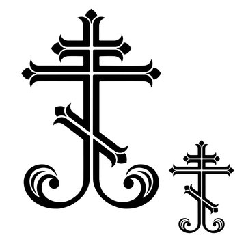 Ornamental orthodox crosses, vector illustration.