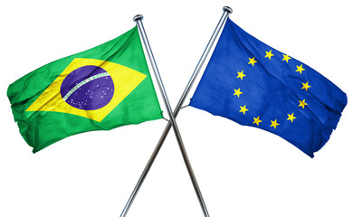 Brasil flag  combined with european union flag