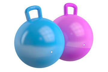 Kids jumping balls, 3D rendering