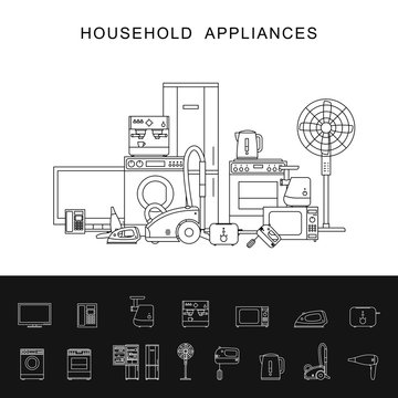 Household appliance line illustration.