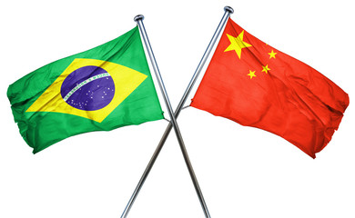 Brasil flag  combined with china flag