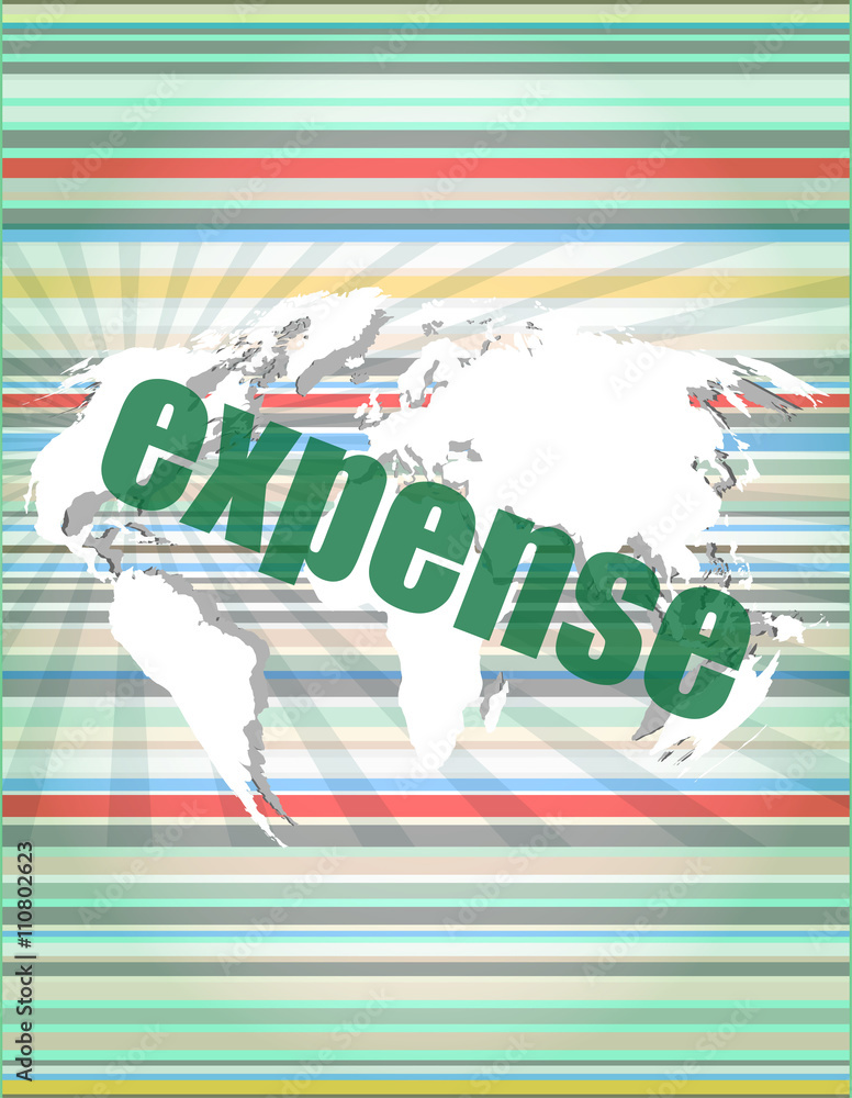 Aufkleber word expense on digital screen, business conceptvector quotation marks with thin line speech bubble.
