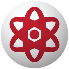 Red Nuclear icon on white ball