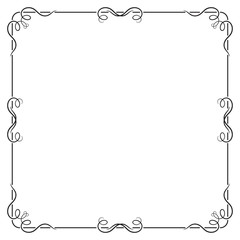 Black square frame with swirls, page decoration.