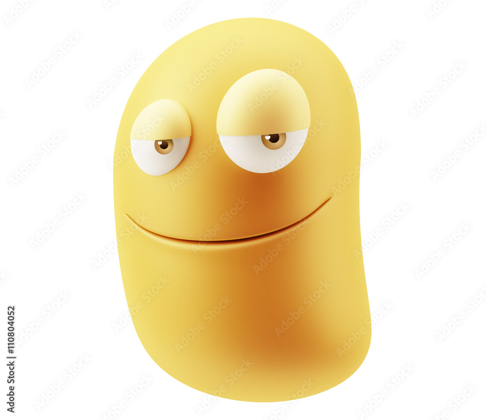 Poster funny emoticon character face expression. 3d rendering.