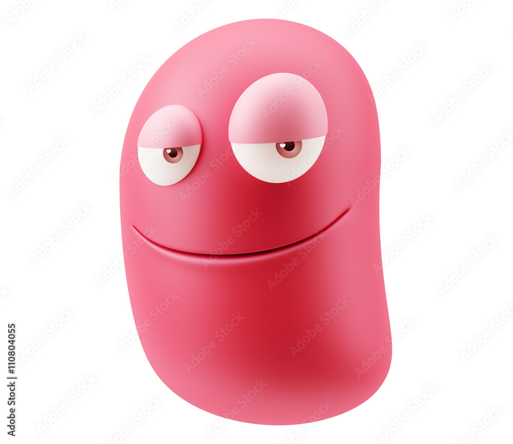 Poster funny emoticon character face expression. 3d rendering.