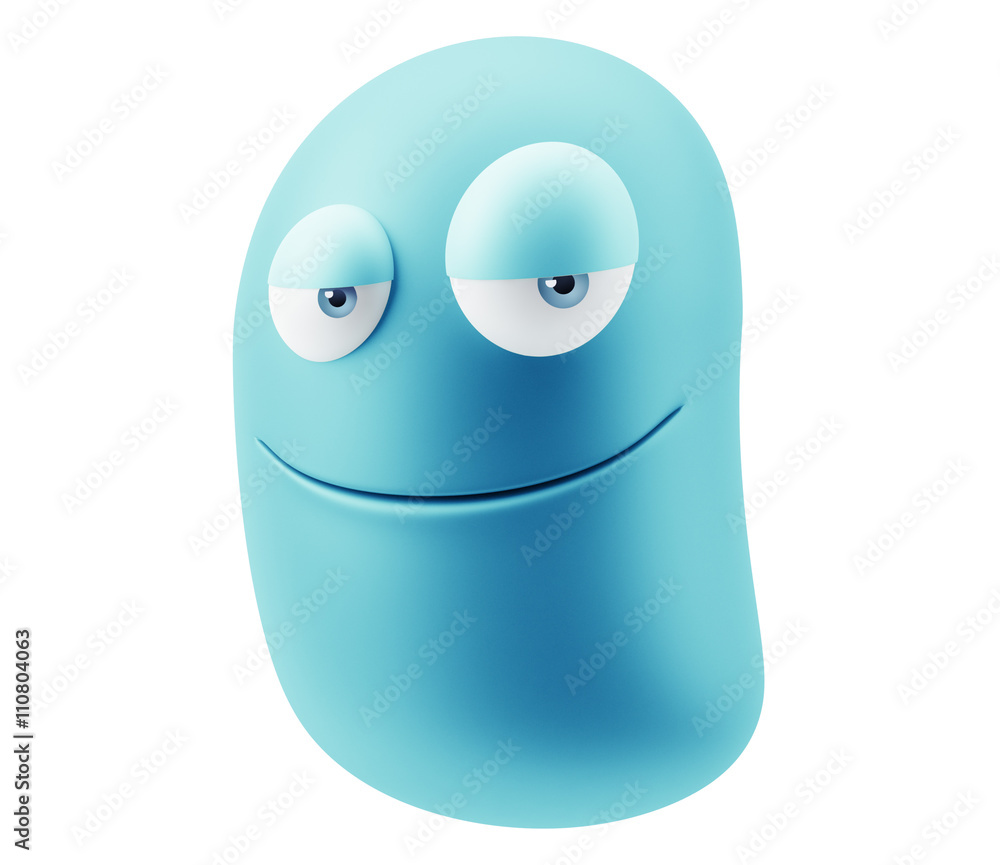 Aufkleber funny emoticon character face expression. 3d rendering.