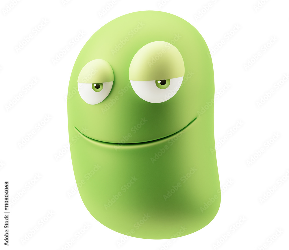 Poster funny emoticon character face expression. 3d rendering.