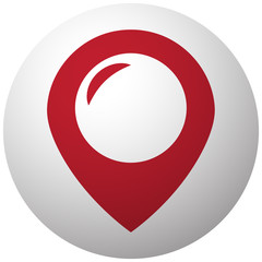 Red Place icon on white ball