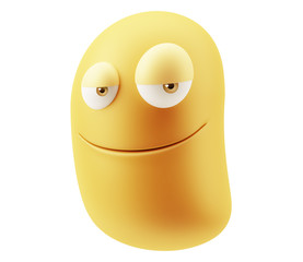 Funny Emoticon Character Face Expression. 3d Rendering.