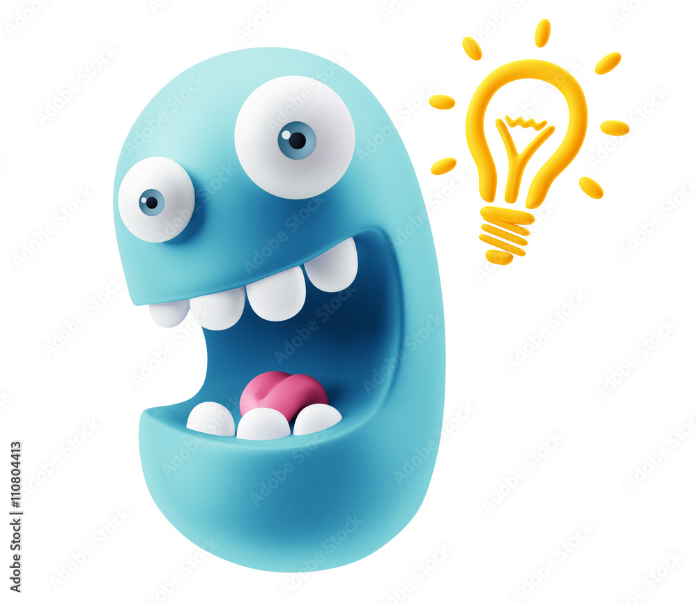 Poster creative idea emoticon character face expression. 3d rendering.
