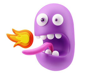 Eat Spicy Emoticon Face.  3d Rendering.