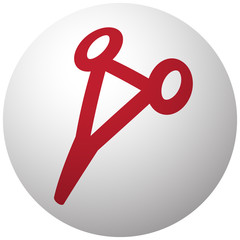 Red Surgical Clamps icon on white ball
