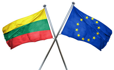 Lithuania flag  combined with european union flag