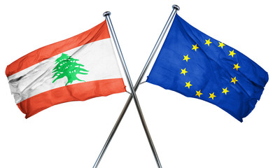 Lebanon flag  combined with european union flag