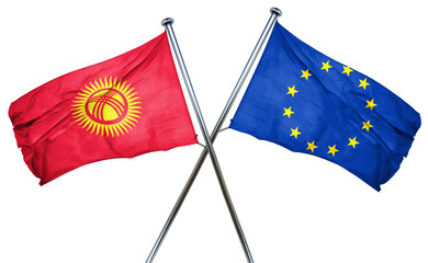 Kyrgyzstan flag  combined with european union flag