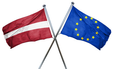 Latvia flag  combined with european union flag