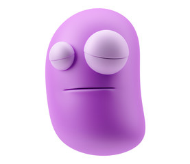 Think Emoticon Face. 3d Rendering.