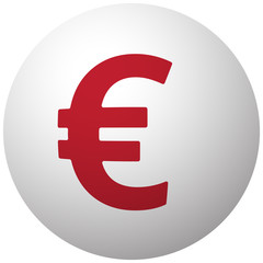 Red Euro icon on white ball