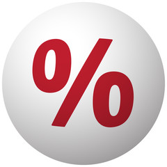 Red Percentage icon on white ball