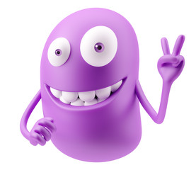 OKAY Emoticon Character Face Expression. 3d Rendering.