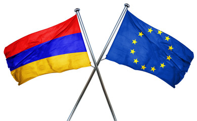 Armenia flag  combined with european union flag