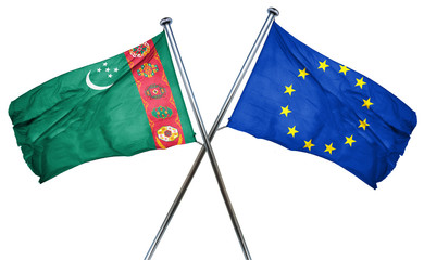 Turkmenistan flag  combined with european union flag
